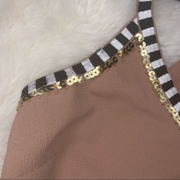 Sz Small Pink Nude Halter Top with Sequins/Stripes - Picture 13 of 15